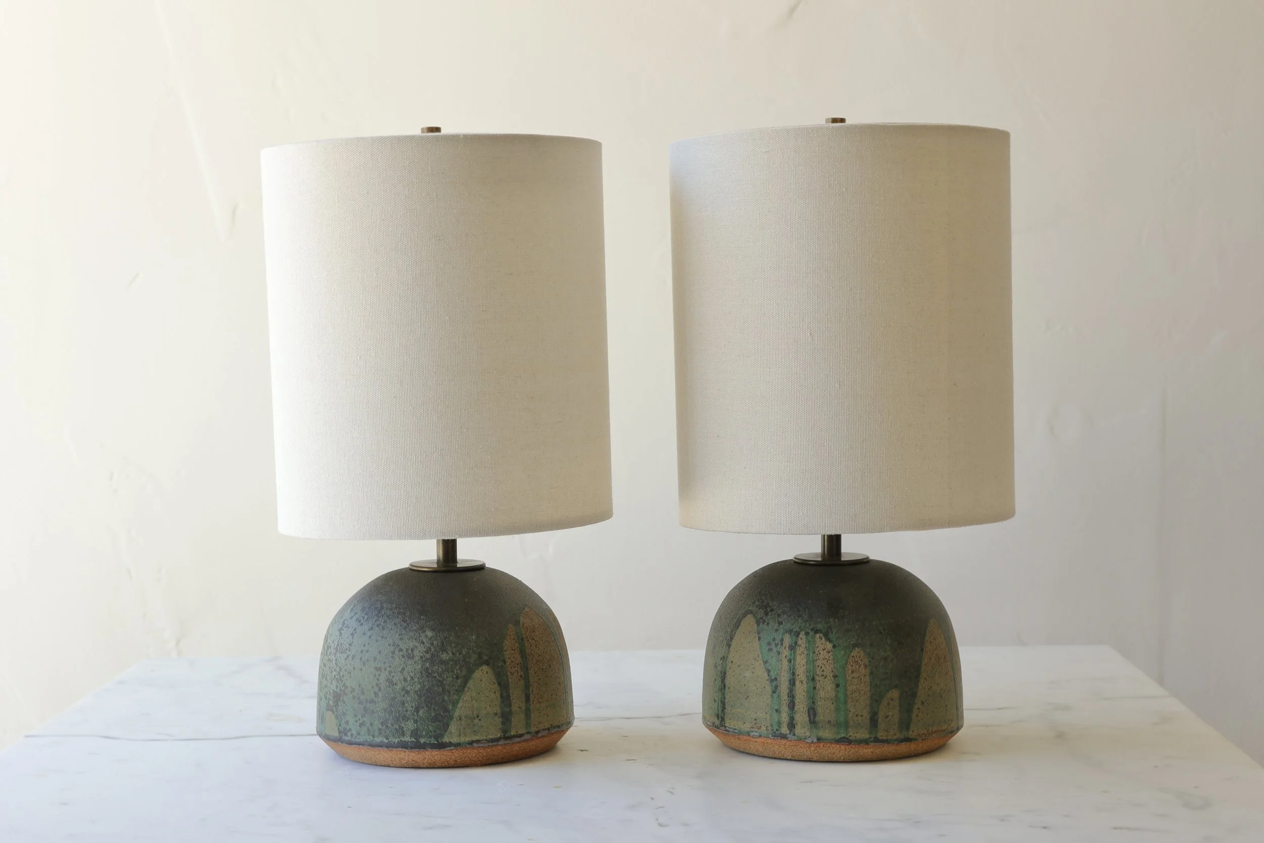 Pair of Agnes Lamps in Poured Lichen