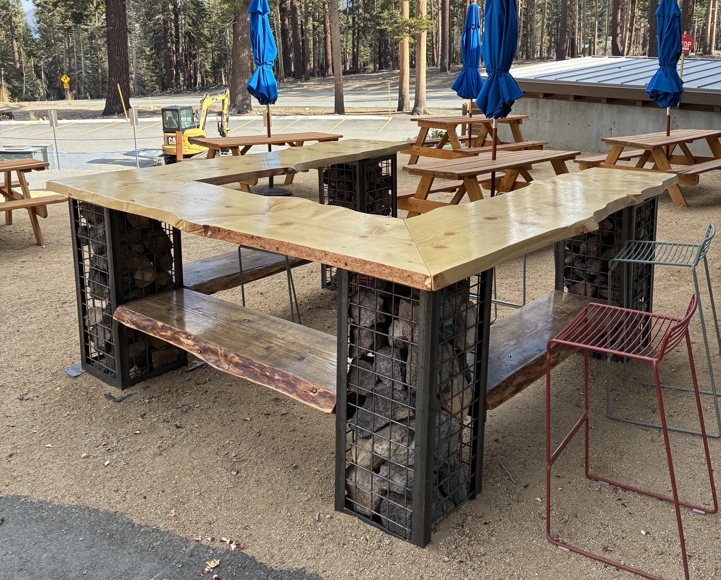 Gabion Box Bar, completed under employment at Mammoth Mountain Ski Area.