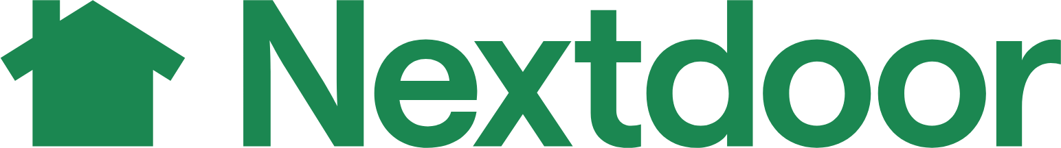 Nextdoor logo with a green house icon and the word 'Nextdoor' in green text.