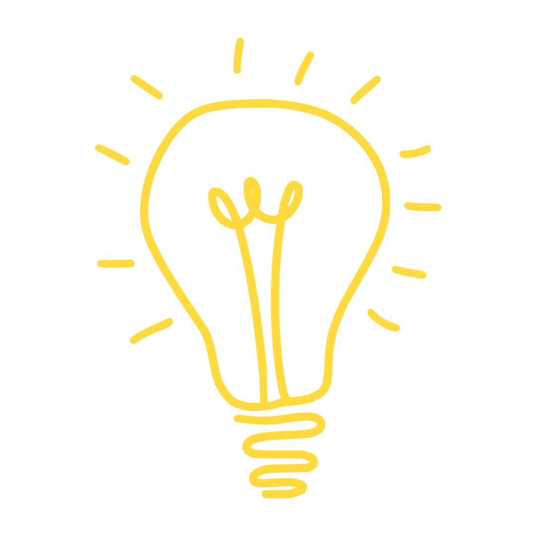 Yellow neon light bulb outline on black background, symbolizing ideas or innovation.