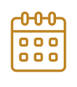 Icon of a calendar with a brown background and white details.