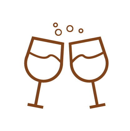 Two glasses of champagne clinking together with bubbles rising.