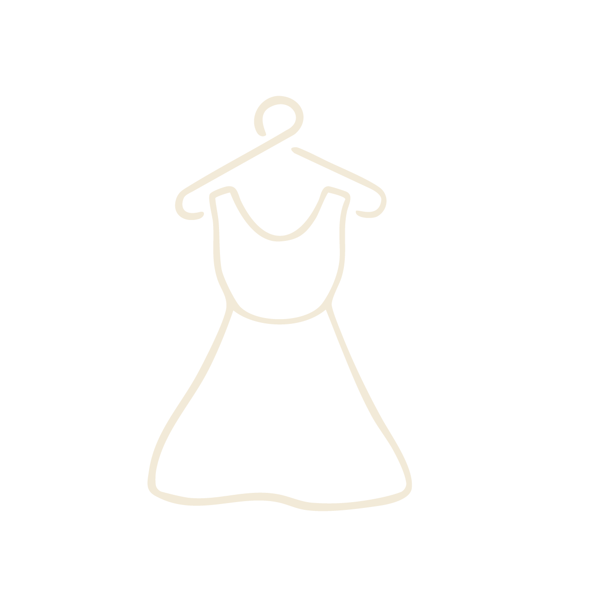 Neon line drawing of a dress on a hanger.