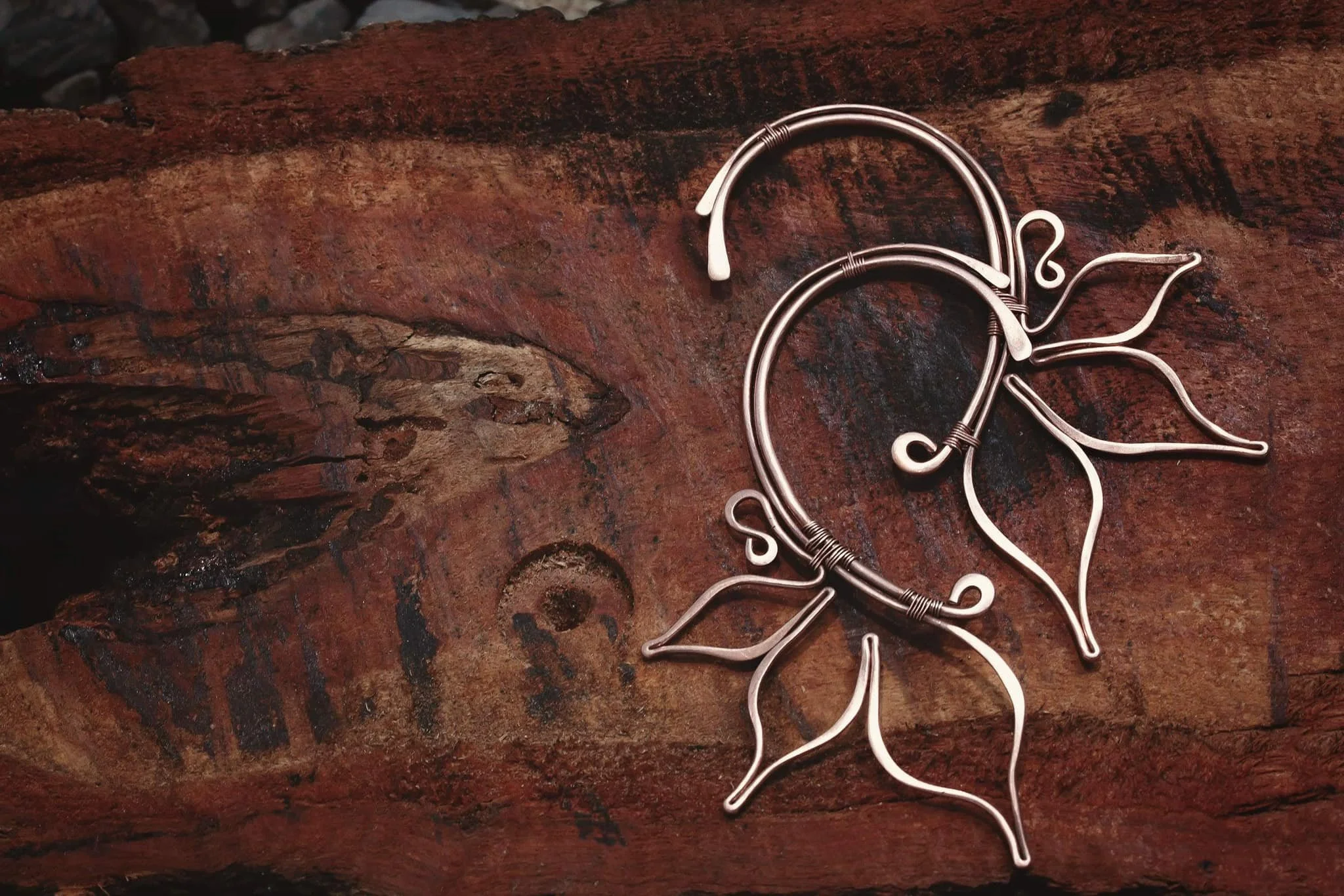 Copper Lotus ear cuffs
