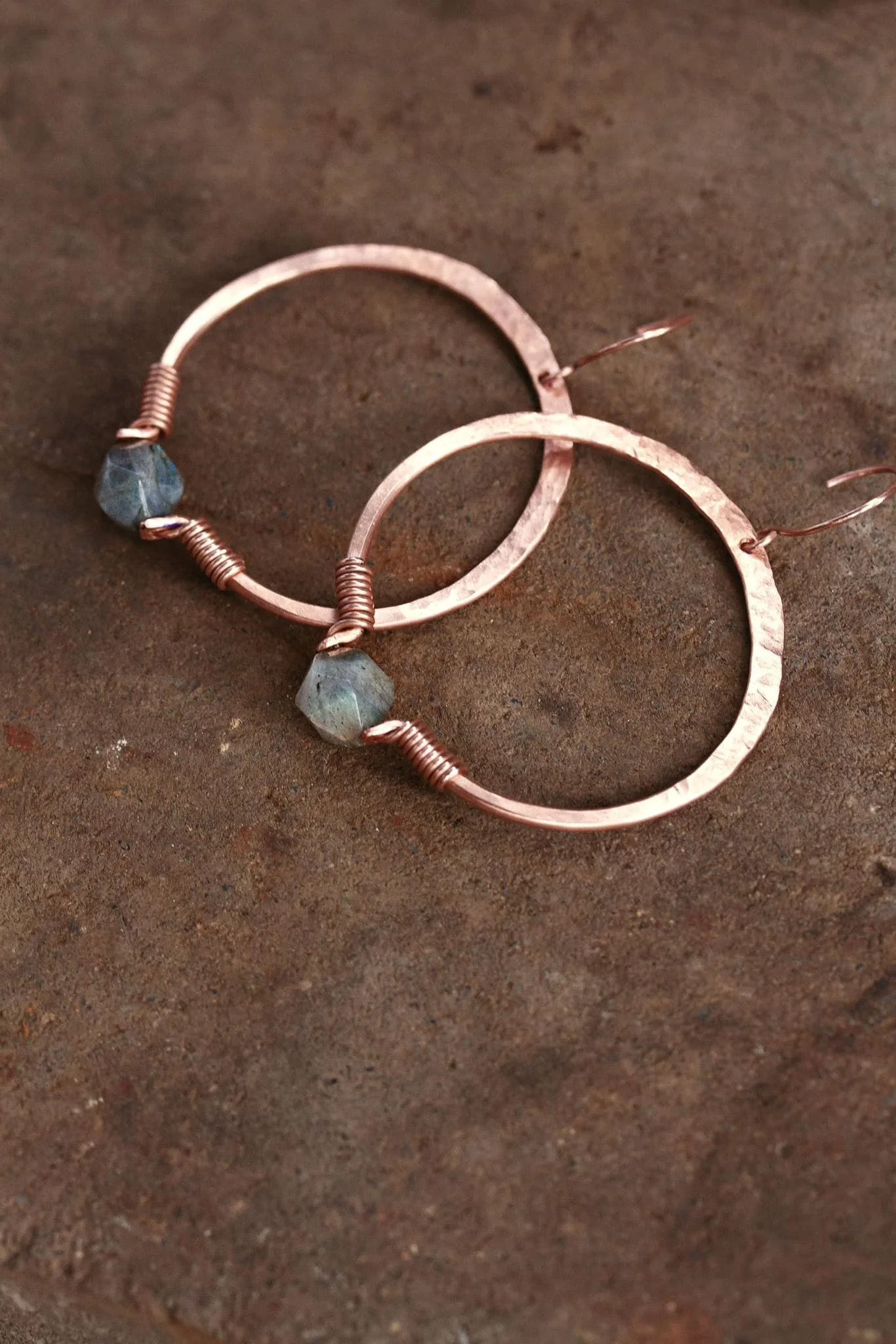 Labradorite Drop hoop earrings