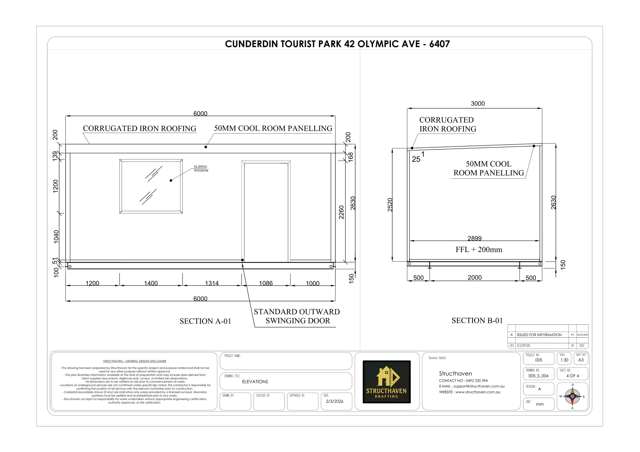 "Elevation view of the proposed transportable cabins, showcasing building height, external materials, and design for the Cunderdin development."