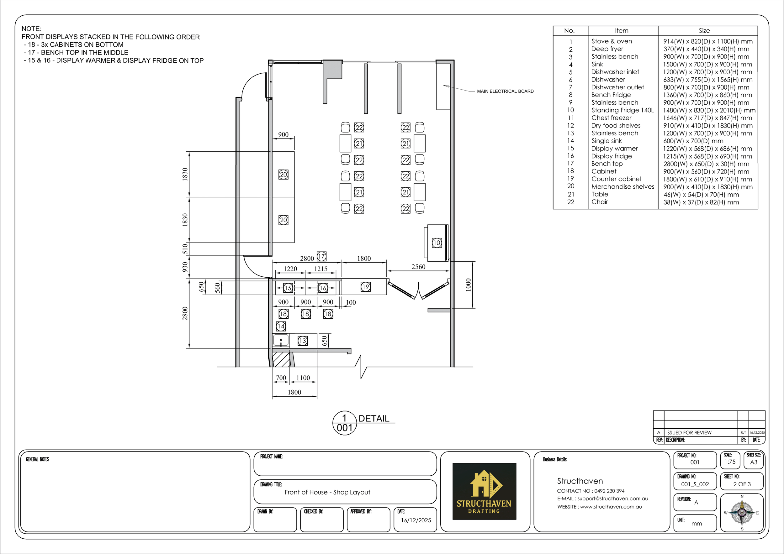 “Architectural floor plan and commercial kitchen layout for Korean hospitality restaurant fit-out in Bunbury WA”