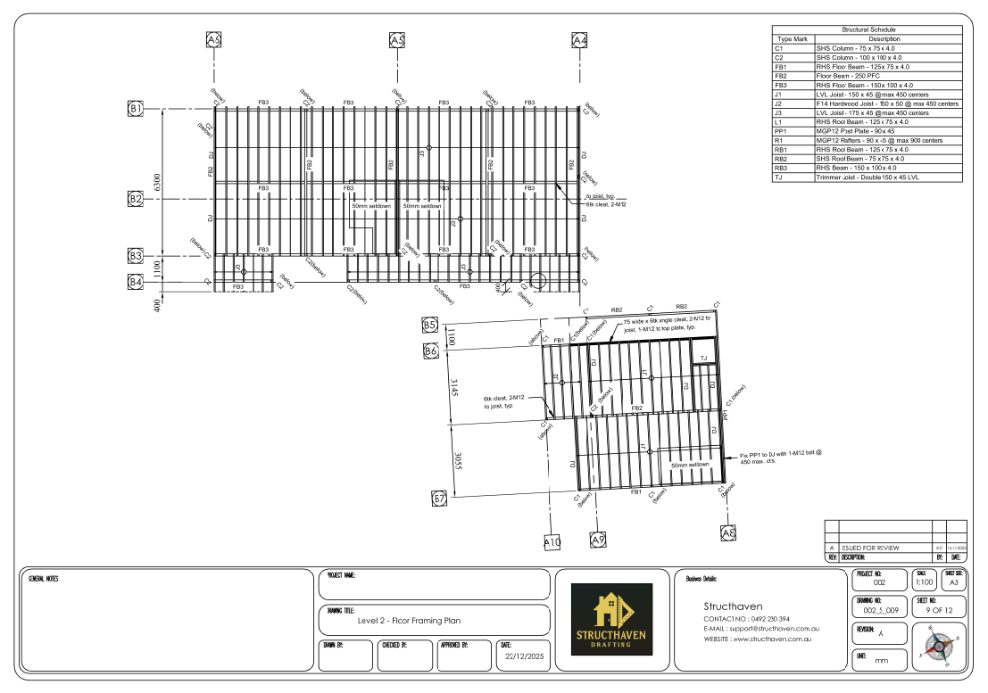 Detailed floor plan for a 1-bedroom unit located at the back of the main dwelling.
