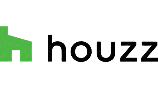 Close-up of a sign reading 'hhouzz' with a green house icon on the left.