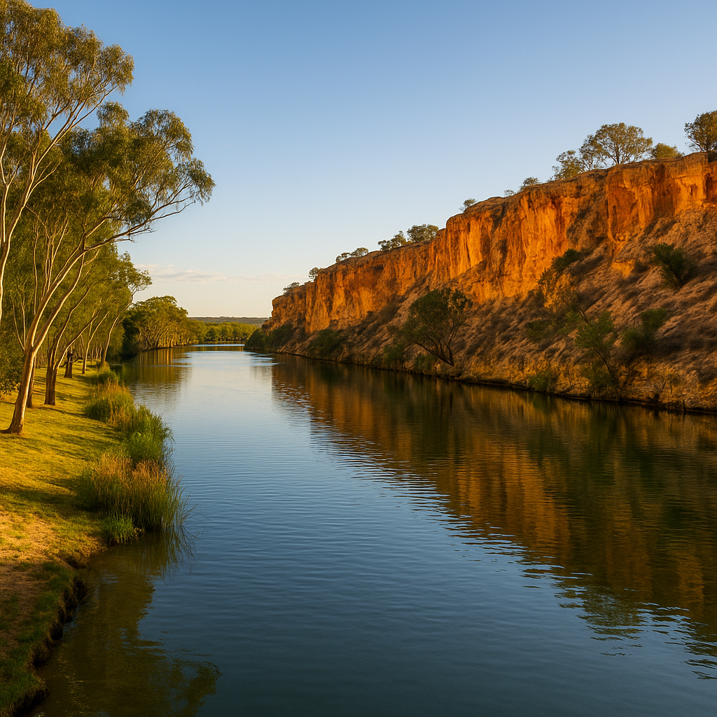 Flinders ranges outback landscape with rugged red earth, rocky escarpments and a small industrial structure beneath soft golden light - illustrating structhavens drafting and design support for remote, mining and regional infrastructure