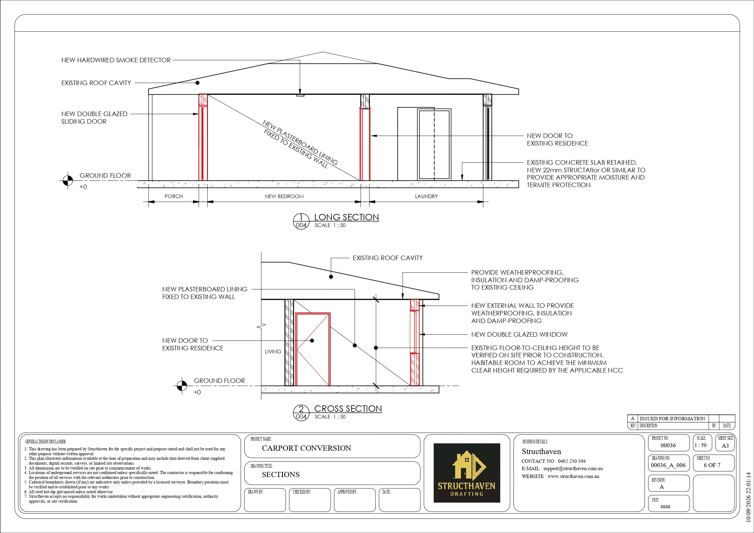 General construction notes sheet outlining requirements for residential building permit documentation.