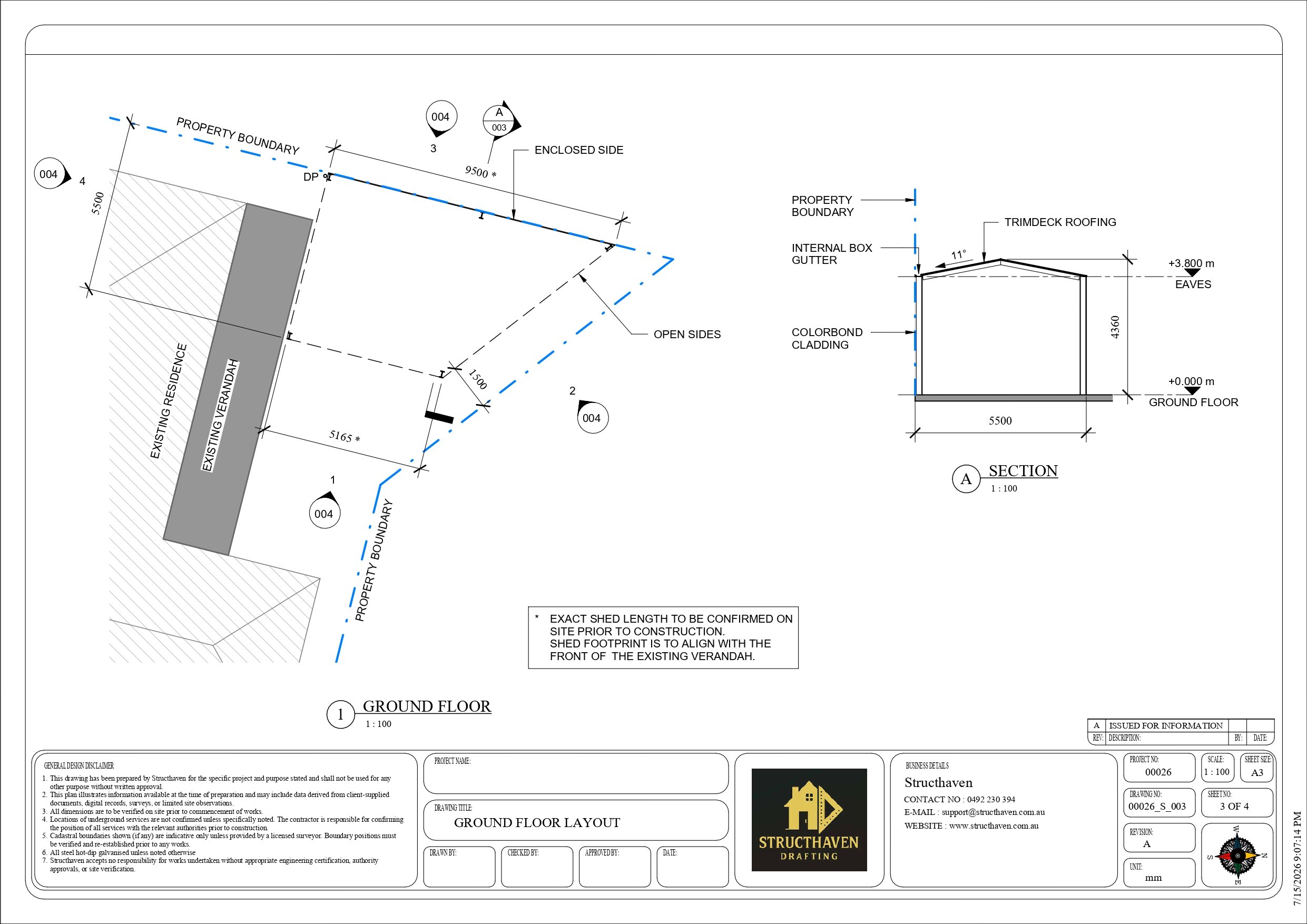 External elevations showing the proposed gable roof form, building height and overall appearance.