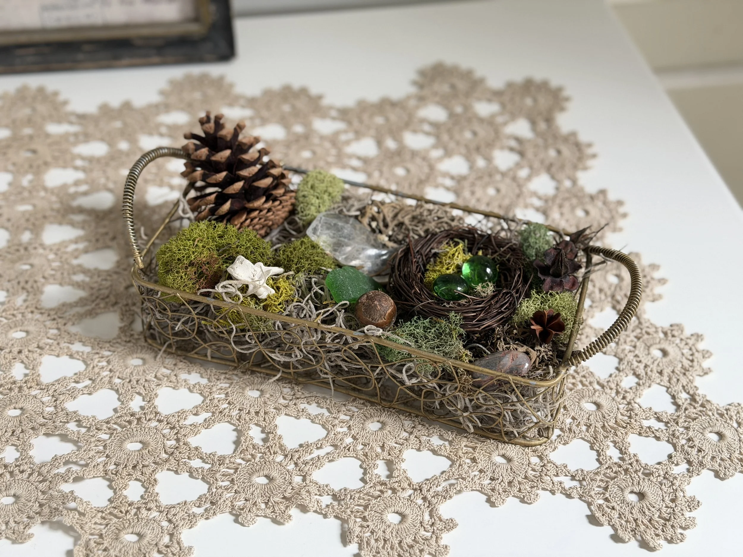Wired Basket Moss Centerpiece