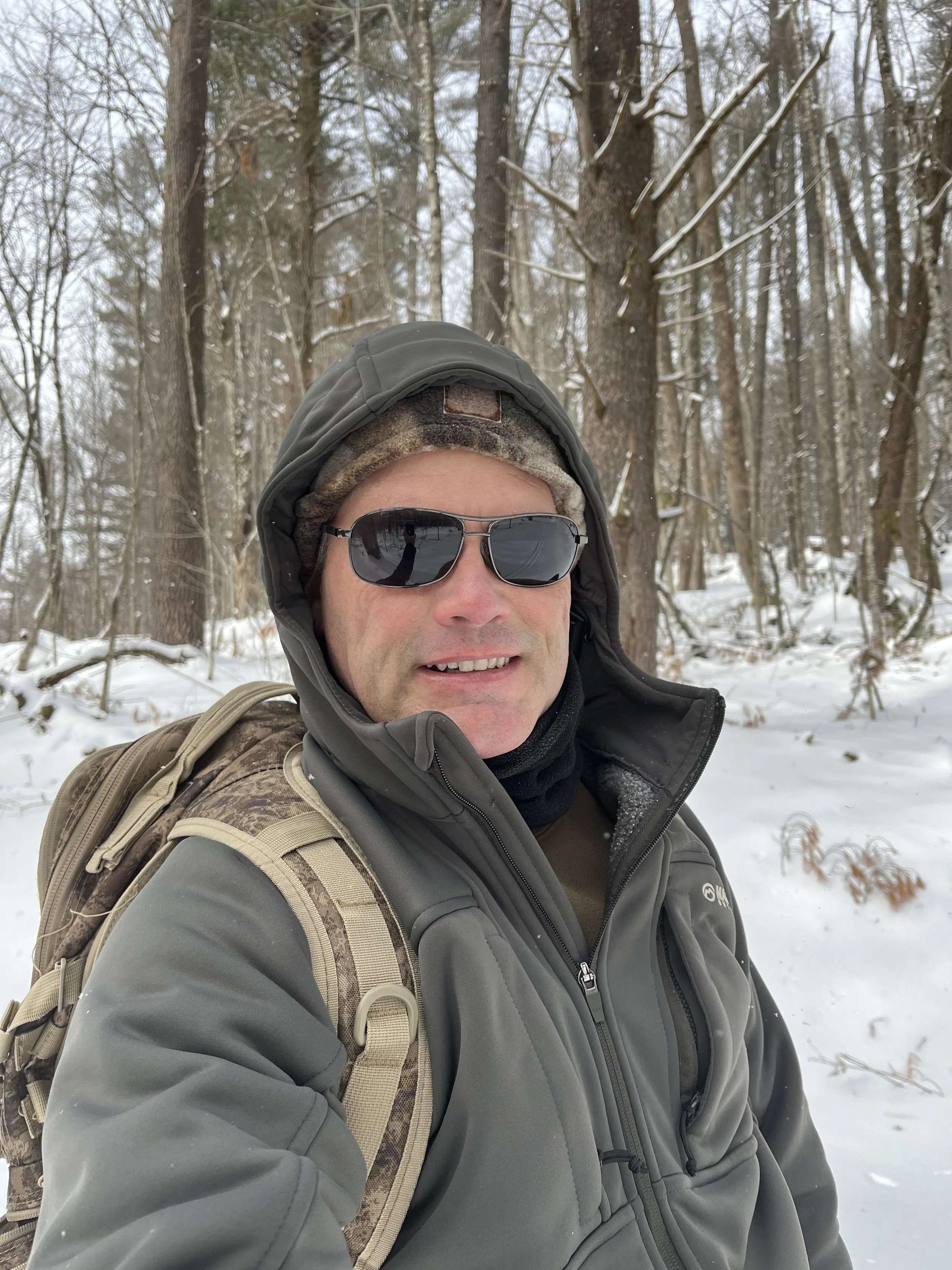 Jeremy Whitworth of Mooresville on a hike on a snowy day