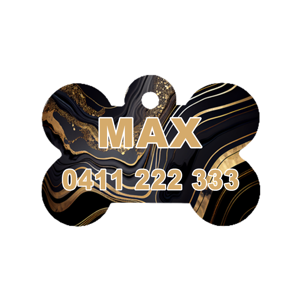 Black and Gold Marble Dog ID Tag