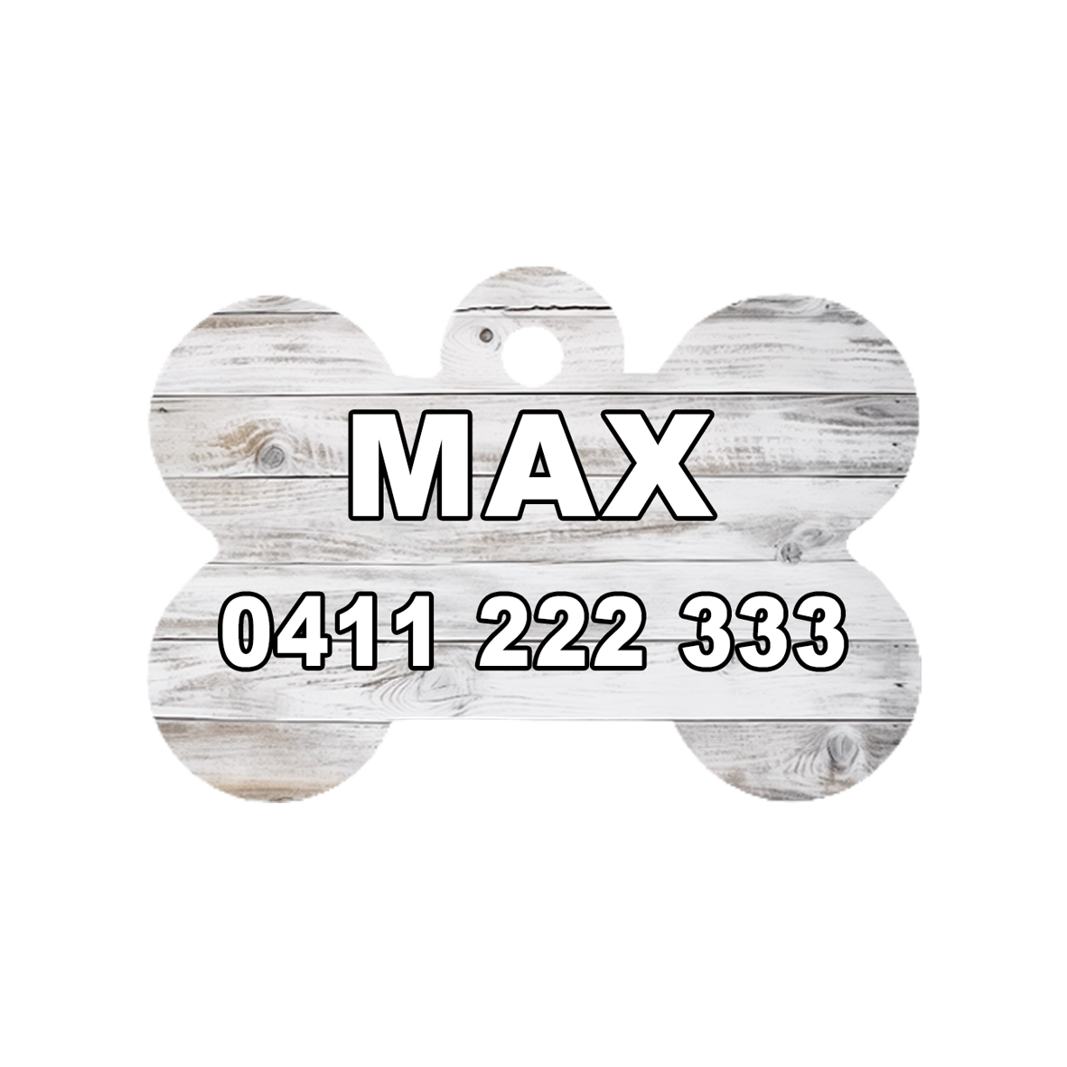 Whitewash Timber Dog ID Tag