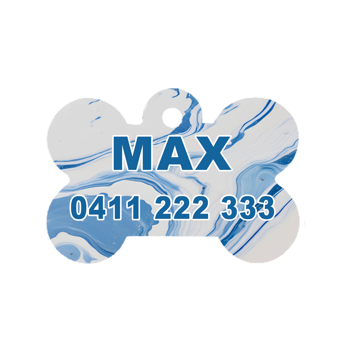 White and Blue Marble Dog ID Tag