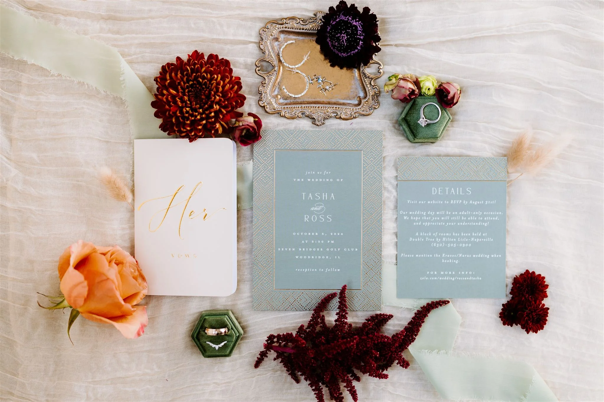 Wedding invitation suite in light blue. Photo by Karly Ellis.