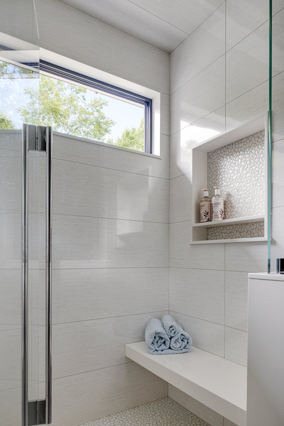 Best general contractor, home builder, and home remodeler on the Northshore in Andover, Massachusetts (MA), developed this modern primary bathroom.