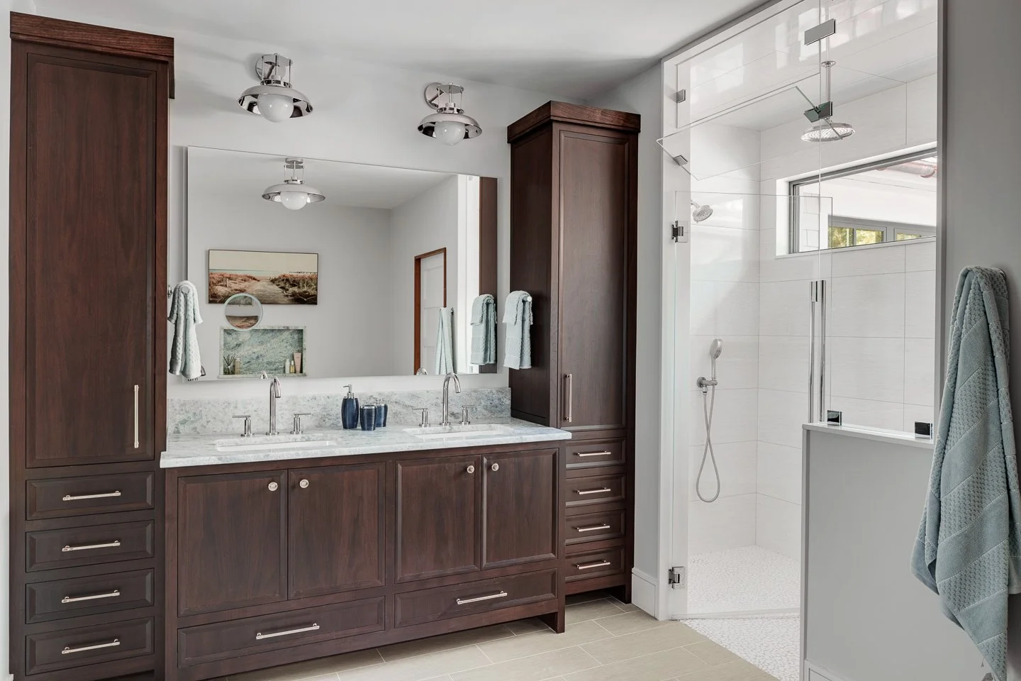 Best general contractor, home builder, and home remodeler on the Northshore in Andover, Massachusetts (MA), developed this modern primary bathroom.