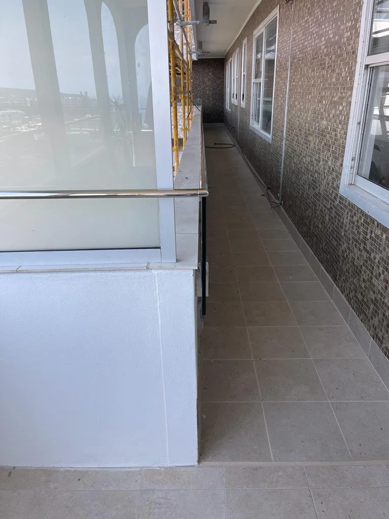 View of new floor tiles of walkways