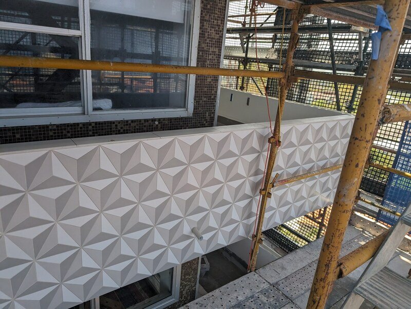 View of new tiles during construction