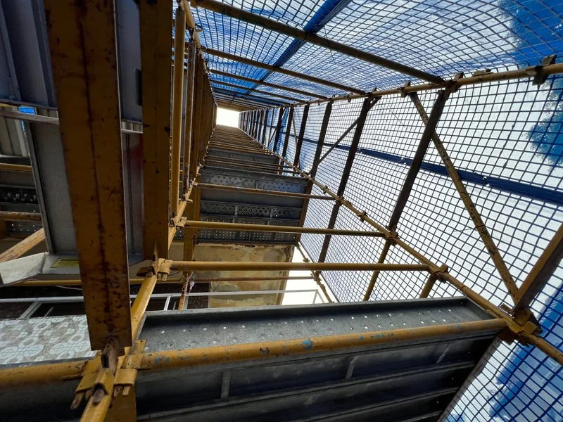 Low view of scaffolding