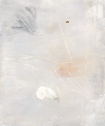 Abstract painting with soft neutral tones and subtle textured lines.