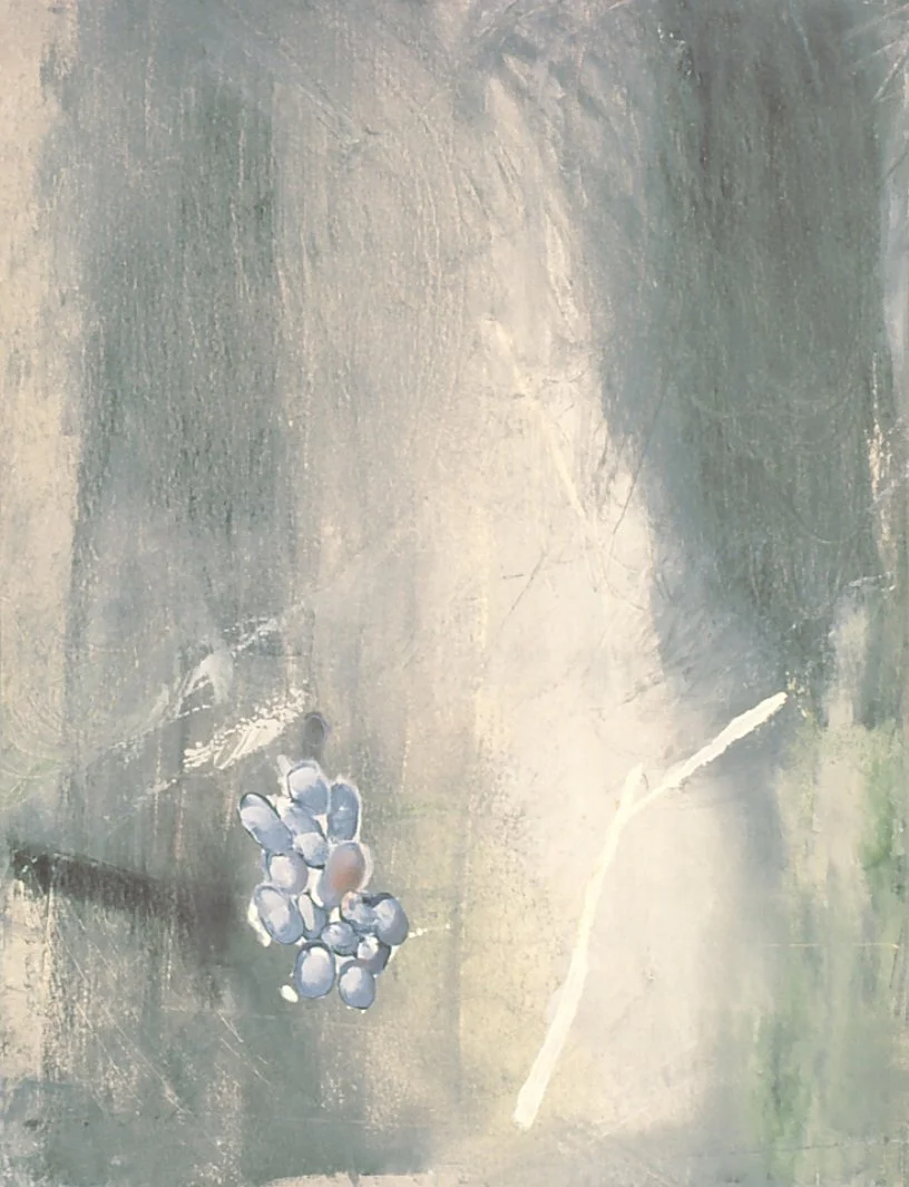 A bunch of grapes on a blurry, textured surface.