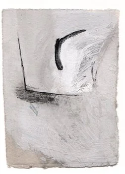 Abstract black curved line and smudges on a light textured background