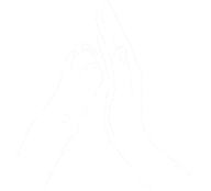 White line drawing of two hands giving a high five.