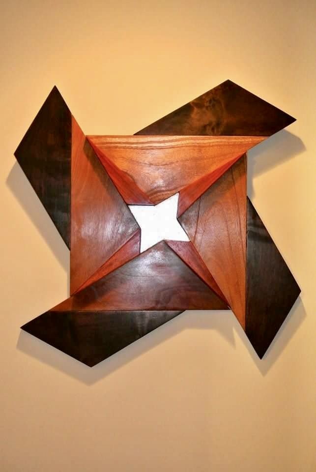 Avicenna MD Wall Hanging Commission, 2015, Mahogany, African Paduk, Pine, Silver Leaf, 30"x30"x4"