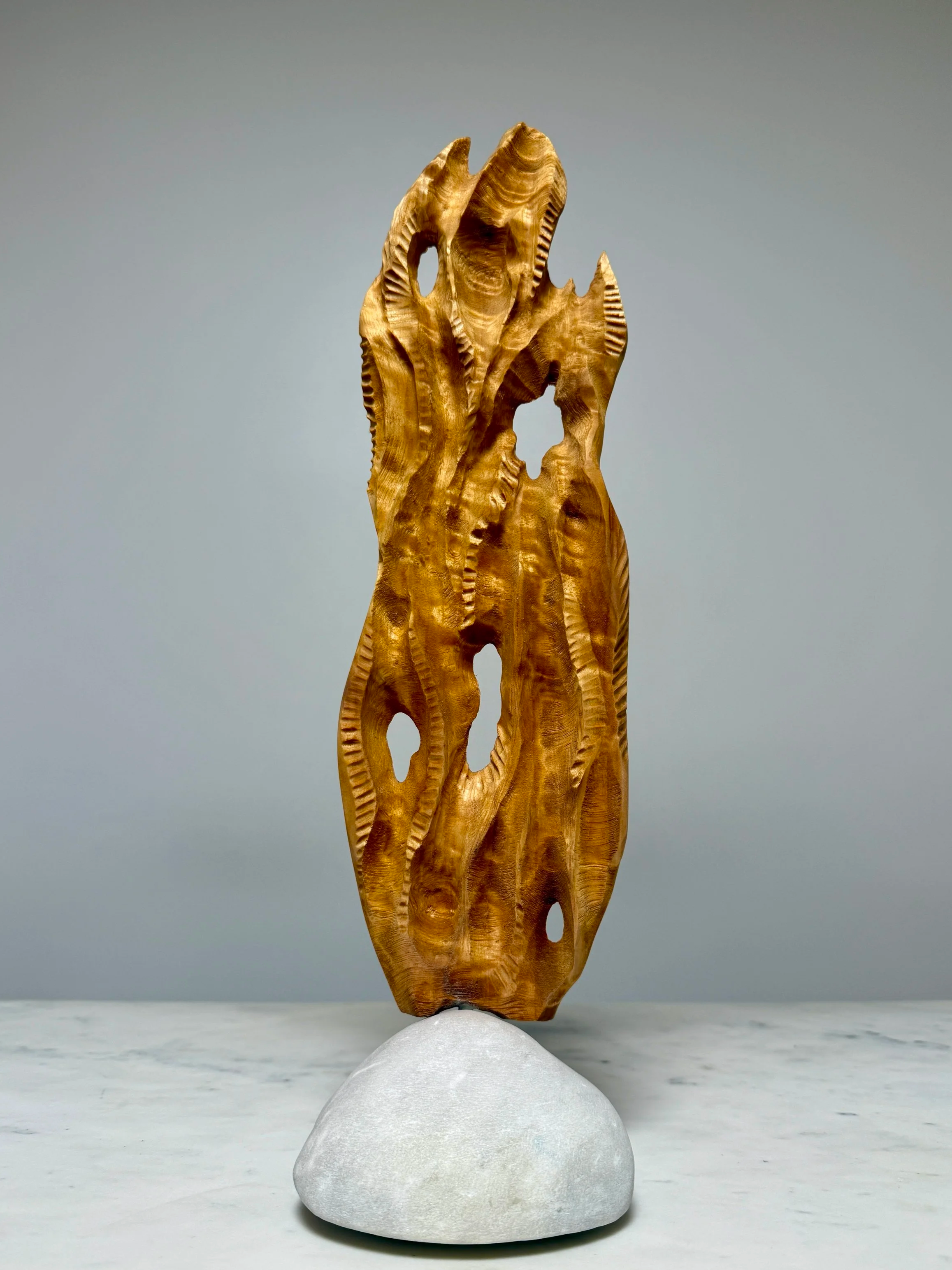 Proteus - 19"x5"x5.5", Maple Tone Wood from the Francis Kuttner Collection, Carerra Marble, Sold