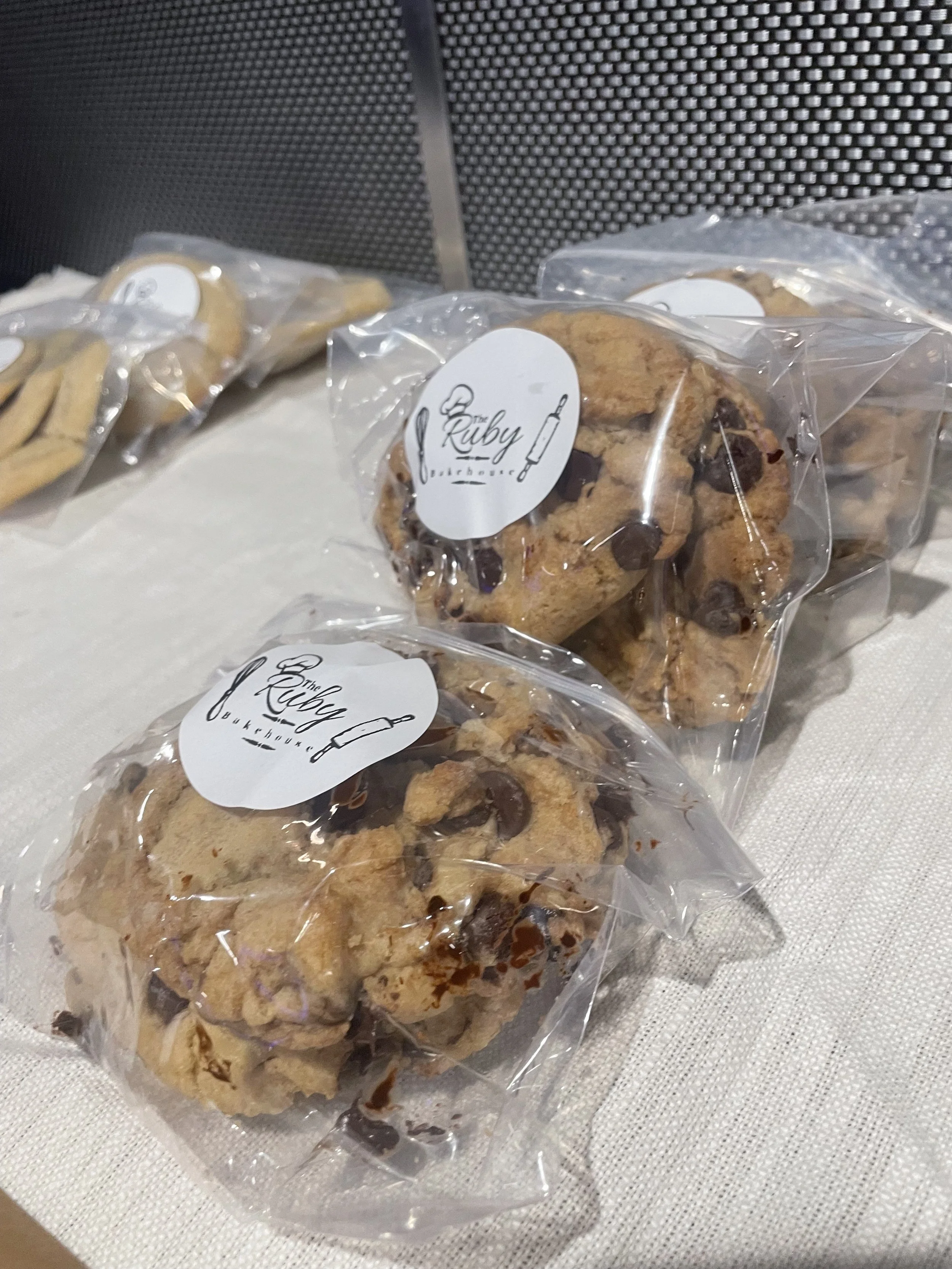 Chocolate chunk cookies, a hunky chunk of flavor, perfect to share.