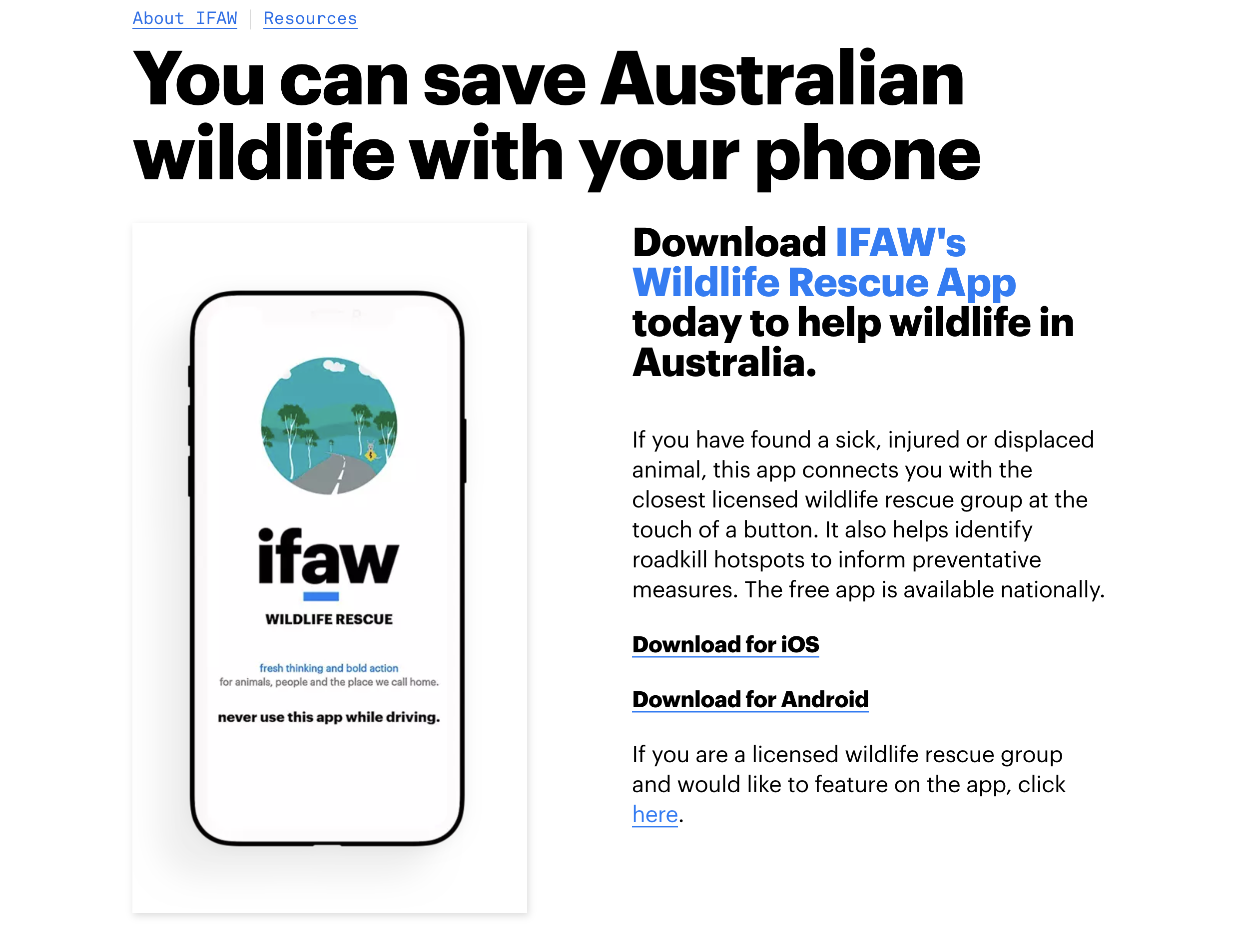 IFAW Wildlife Reporting App