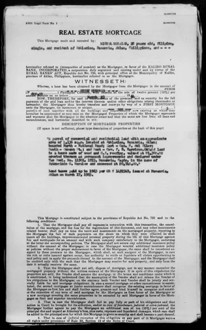1963 real estate mortgage, Miguel Morales to Kalibo Rural Bank