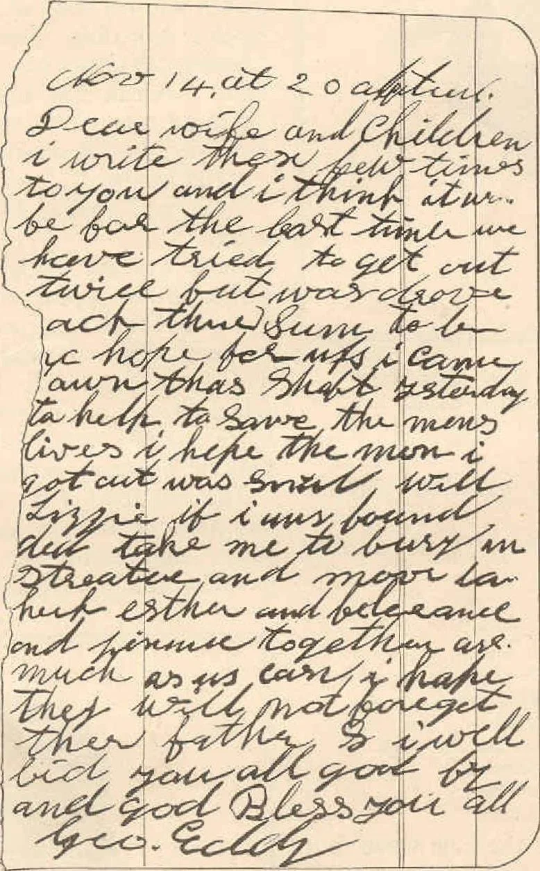 The Letter Written by George Eddy to his wife When he was trapped.jpg