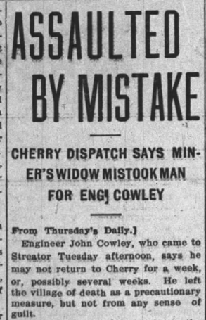 Newspaper clipping: Assaulted by Mistake