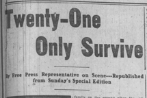 Newspaper clipping: Twenty-One Only Survive