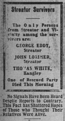 Newspaper clipping: Streator Survivors