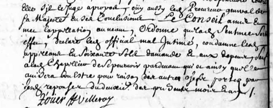 Close-up of legal terminology in handwritten document