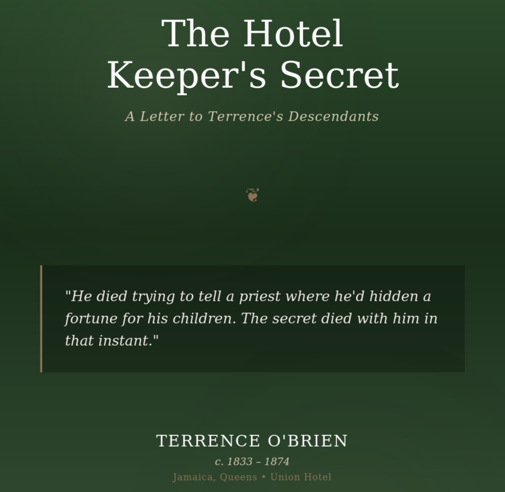 Legacy Letter : The Hotel Keeper’s Secret