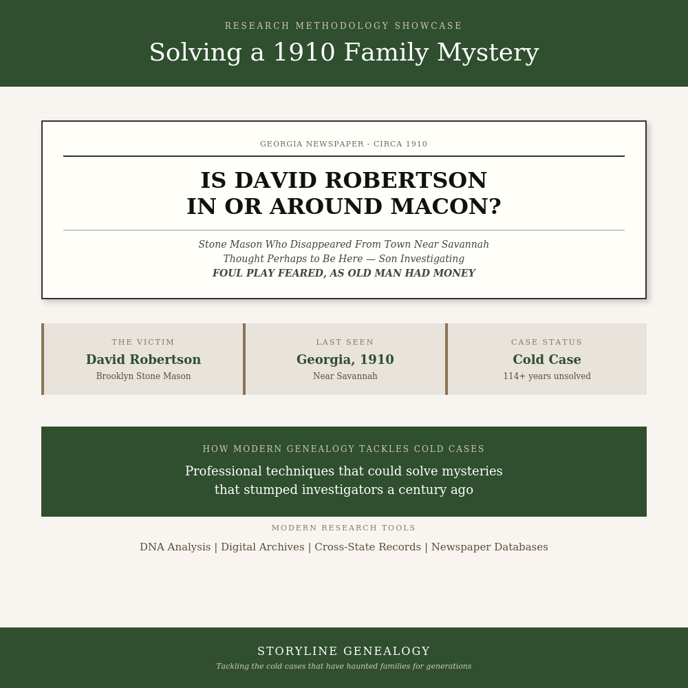 Research Methodology Showcase: Solving a 1910 Family Mystery