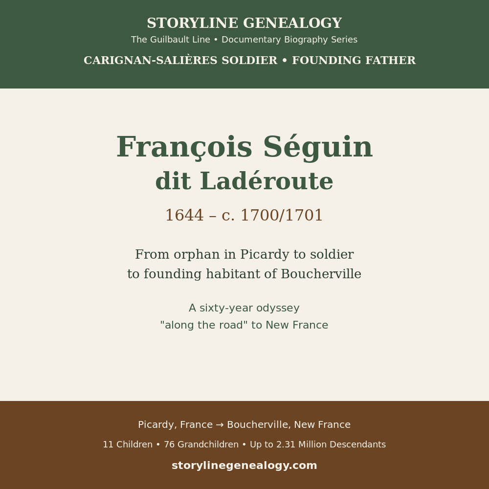 François Séguin dit Ladéroute: Carignan Soldier, Weaver, and Settler of Boucherville 