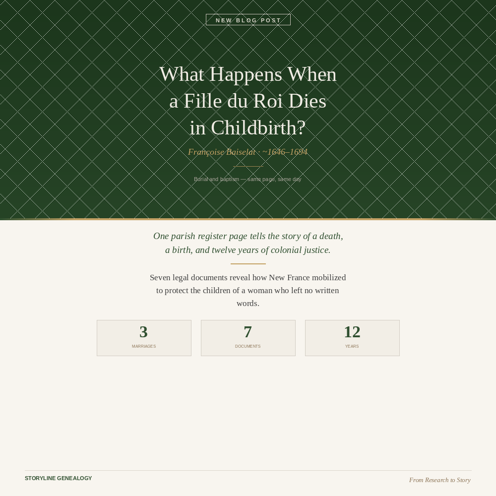 What Happens When A Fille du Roi Dies in Childbirth?