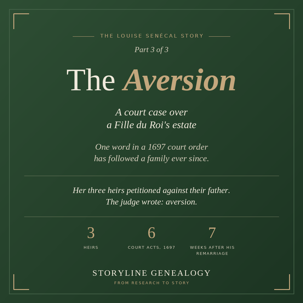 The Aversion: A Family War Over a Fille du Roi's Estate