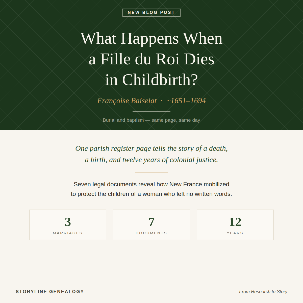 What Happens When A Fille du Roi Dies in Childbirth?