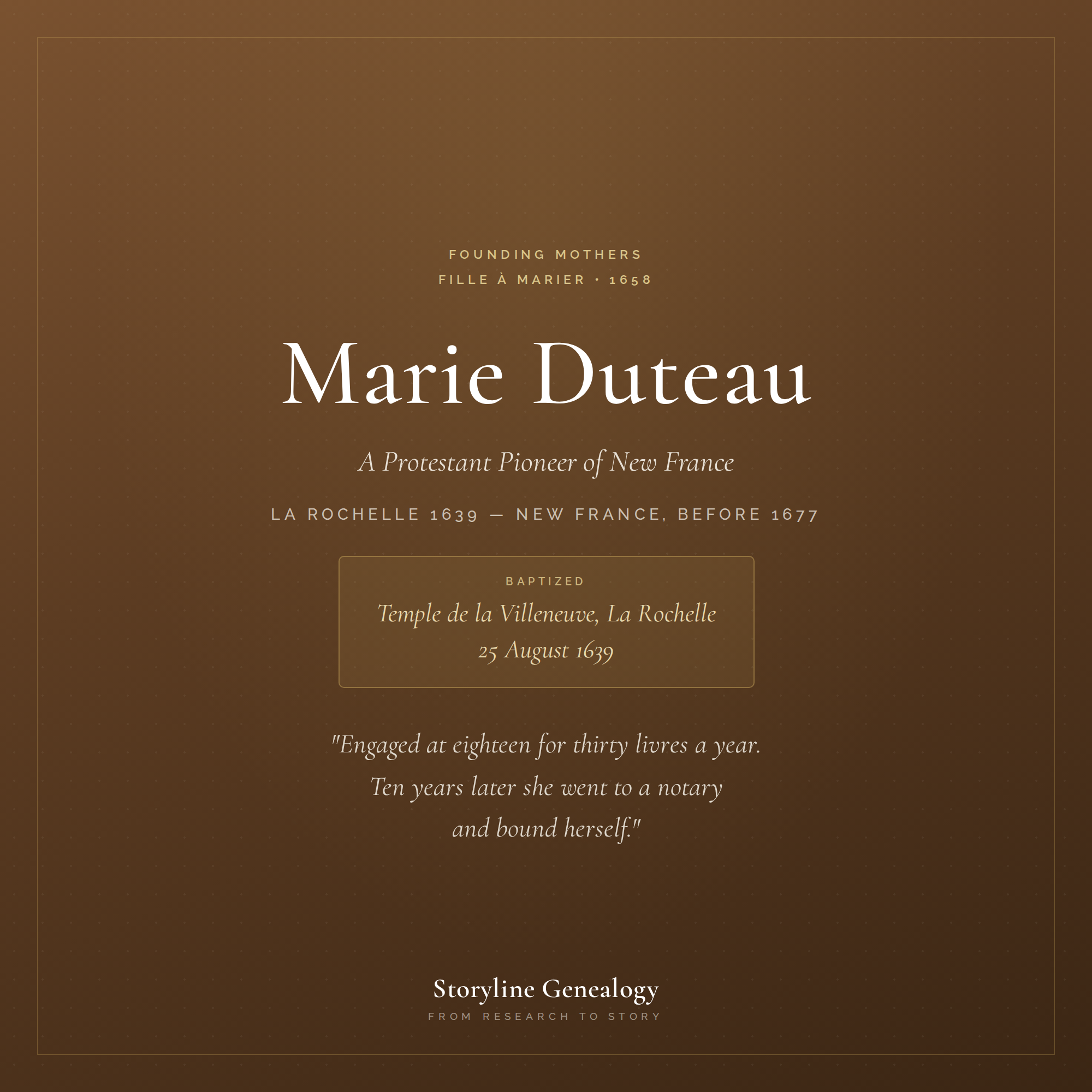 Marie Duteau: Protestant Pioneer of New France