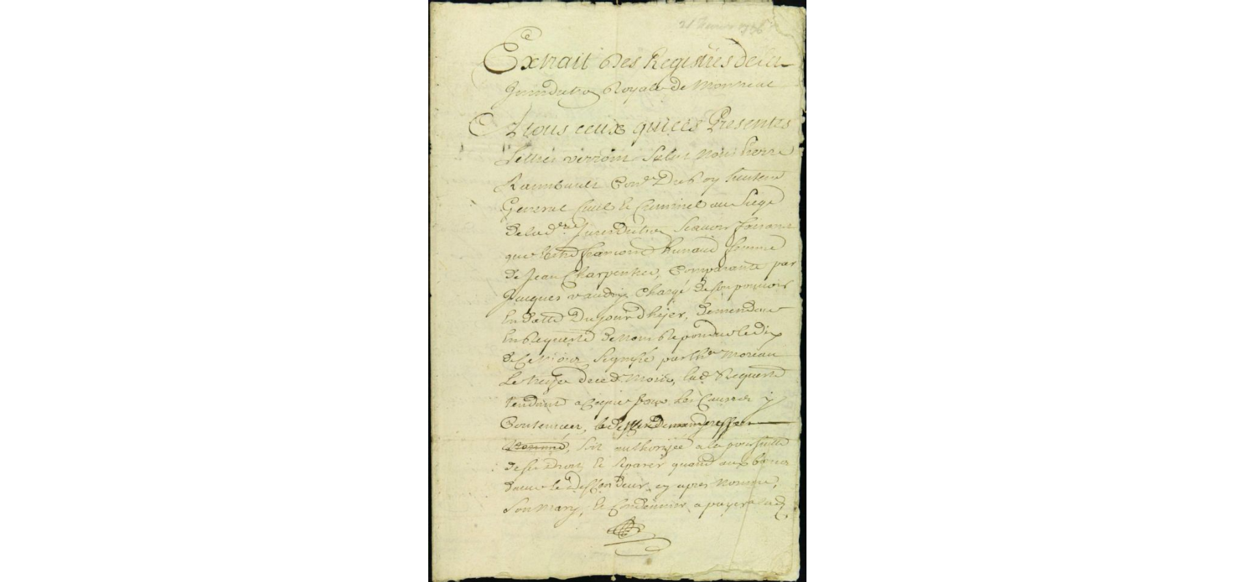 1736-1738 Francoise Hunault Separation Case
Separation proceedings, 1736-1738. Petitioner: Francoise Hunault, approximately age 70. Grounds: Domestic abuse. Two years.