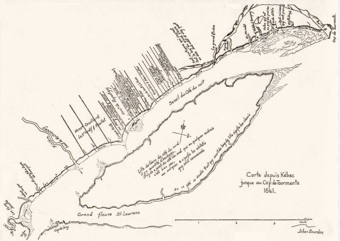 Map of the property holdings of Robert Drouin and Marie Chapelier in New France